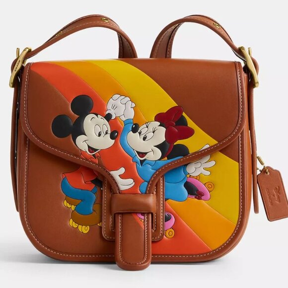 NWT Disney X Coach Courier Bag Mickey Mouse & Minnie Mouse Purse Leather - Picture 2 of 10